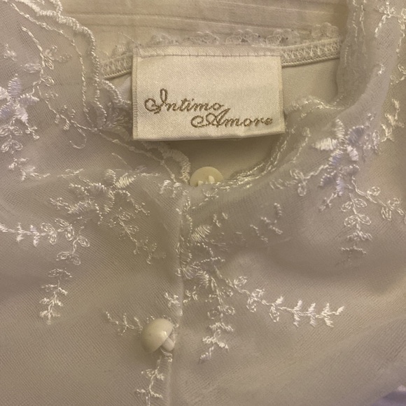 Intimo amore MED baby doll white négligée, spaghetti straps,3 faux pearls,lace! - Picture 4 of 5